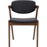 Kalli Dining Chair in Black Naugahyde on Walnut Finish Wood Frame